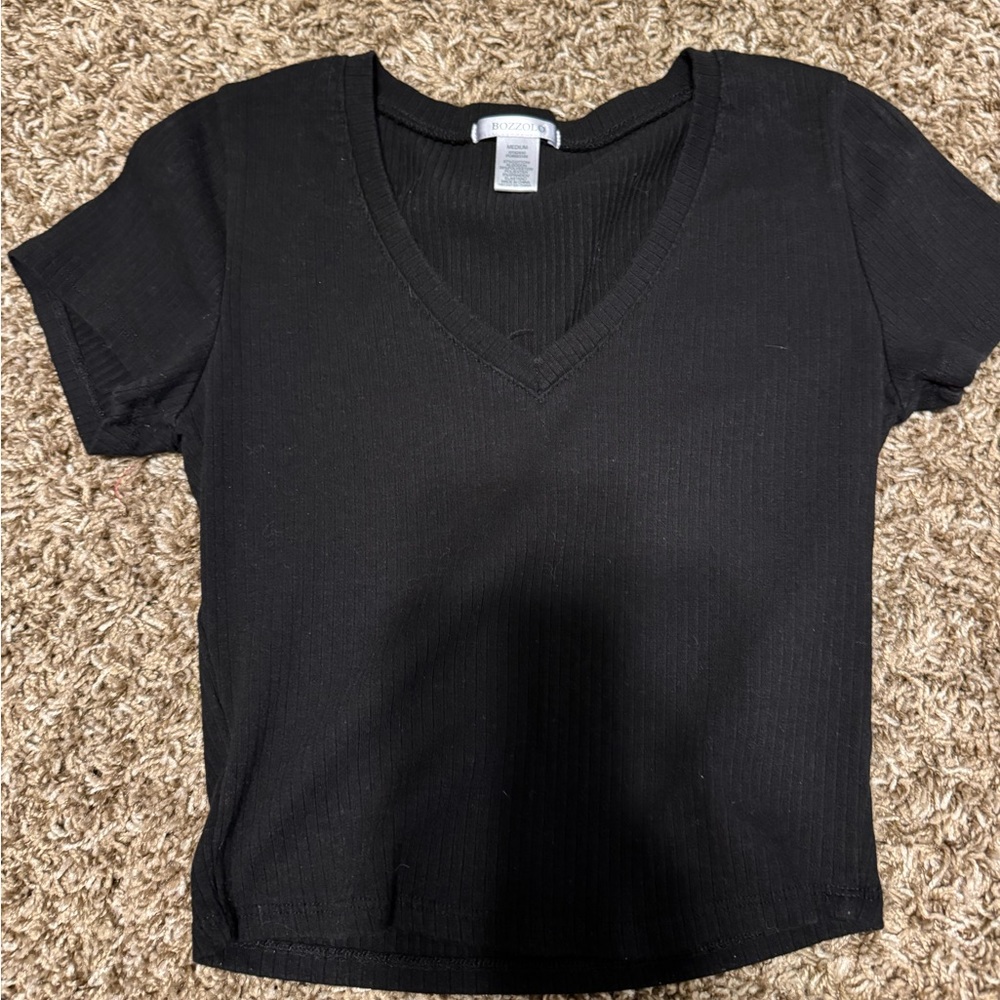 bozzolo v neck ribbed crop top